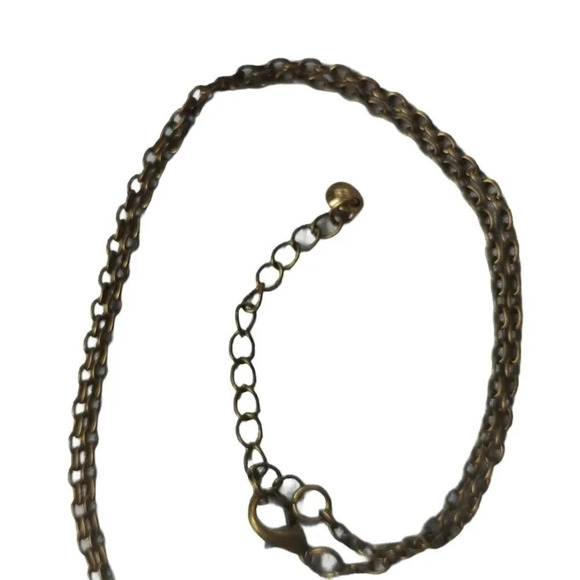 Owl Pendant Necklace and Chain, White/Bronze - Picture 3 of 4